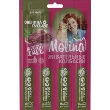 Molina Жевательные колбаски для кошек Оленина и гусь 20 г