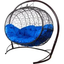 Подвесной диван M-Group Улей 11210210 (коричневый ротанг/синяя подушка)