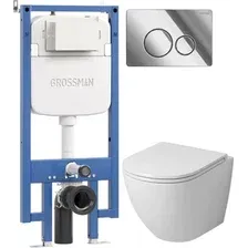 Унитаз подвесной Grossman GR-4455SQ + 900.K42.01.000 + Style 700.K45.05.10M.10M (хром глянцевый)