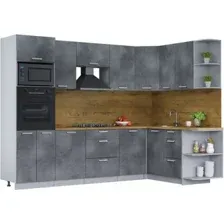 Готовая кухня Интерлиния Мила Лайт 1.68x2.8 правая (бетон потленд/бетон портленд/дуб бунратти)