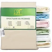 Простыня Альвитек Сатин однотонный на резинке 90x200x25 ПР-СО-Р-090-БЕЖ (бежевый)