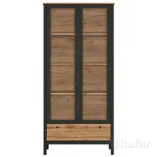 Шкаф-витрина Black Red White Loft REG2W1S (дуб вотан/черный)