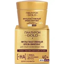 Крем для лица Витэкс Гиалурон Gold Мультиактивный крем-лифтинг для лица и кожи вокруг глаз 40+, день/ночь 45 мл