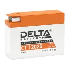 Мотоциклетный аккумулятор Delta AGM СТ 12025 (2,5 а/ч) бок YTX4B-BS, обратная полярность, 40А