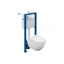 Комплект инсталляции Cersanit Vector с кнопкой Estetica белый и унитазом Brasko Smart CO DPL EO Slim / 68304 (белый)