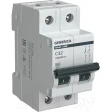 Выключатель автоматический Generica ВА 47-29М 2Р C 32А 4.5кА / MVA21-2-032-C-G
