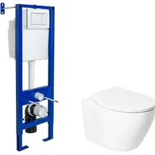Унитаз подвесной Saniteco KW-99046 + Berges АТОМ 410 040333 (с кнопкой)