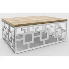 Журнальный столик Hype Mebel Лок 60x80 (белый/дуб галифакс натуральный)