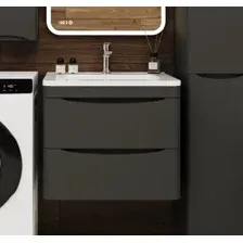 Symbolite Тумба под умывальник Бергамо мини 60 Люкс Plus 2 ящика + Каре Люкс Мини 60х35 (подвесная, черный)
