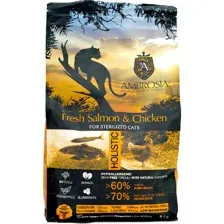 Корм для кошек Ambrosia Grain Free,  после стерилизации, лосось/курица, 5 кг