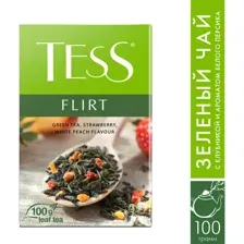 Чай зеленый Tess Flirt (с клубникой), 100 гр.