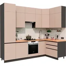 Готовая кухня ВерсоМебель Эко Премиум 1.4x2.7 правая (глиняный серый/ст. дуб вотан)