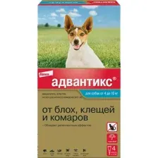 Капли от блох и клещей Elanco Адвантикс для собак 4-10кг (4 пипетки)