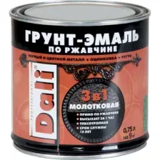 Эмаль DALI Молотковая по ржавчине 3 в 1 (750мл, черный)