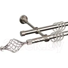Карниз для штор АС ФОРОС Grace D16K/16Г составной + наконечники Ажур (3.2м, сатин)