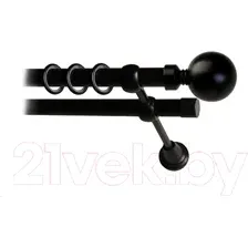 Карниз для штор Lm Decor Шар большой 059 2р гладкий 25/16мм (черный матовый, 2.8м)