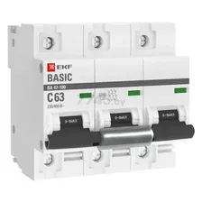 Автоматический выключатель EKF Basic ВА 47-100 3P 63А C 10кА (mcb47100-3-63C-bas)