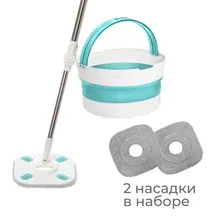 Швабра и складное ведро с роторным отжимом HQ Дуэт 77702