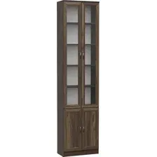 Шкаф-витрина Олмеко В-18 М со стеклом (дуб кальяри/белый/Masa Decor дуб катания/Masa Decor дуб катания)