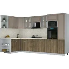 Готовая кухня Интерлиния Мила Шато 1.68x3.4 ВТ LV (луна/дуб вотан/опал светлый)