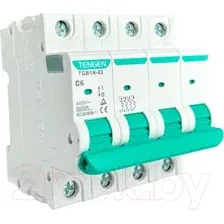 Выключатель автоматический Tengen TGB1N-63 4P 6A C 6kA 4M / TGB1N-63-4-06C