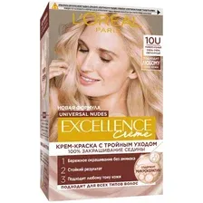 Крем-краска для волос без аммиака L'OREAL Excellence с тройным уходом, тон 10U, 255 г