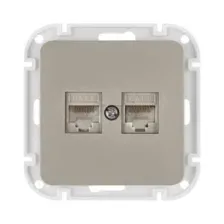Розетка компьютерная RJ-45 двойная BYLECTRICA Astrum cat 6 песочная (РК216-6512 песочн)