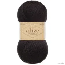 Пряжа "Wooltime №60" (100 г; 200 м; чёрный)