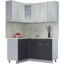 Готовая кухня Интерлиния Мила 12x15 (бетон лайт-антрацит-опал светлый)