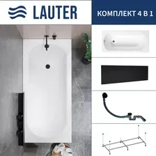Ванна акриловая Lauter Haven 150 /21202005 (с каркасом, лицевым экраном черного цвета и сифоном 21Y31001 матовый черный)