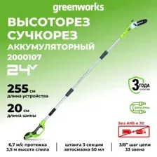 Высоторез Greenworks G24PS20 (без АКБ)