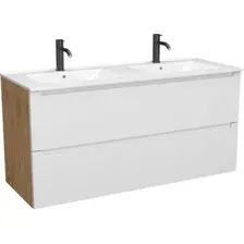 ЗОВ Тумба с умывальником Дион 120 D120LHO0M9003MKV5-OL120 (белый матовый/дуб)