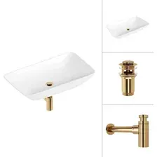 Умывальник Lauter 21886 + клапан 21190G + сифон 21635G (золото)