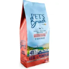 Корм Pet's Brunch, для взрослых собак средних пород, с телятиной и овощами, 4 кг