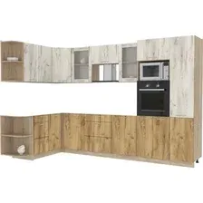Готовая кухня Интерлиния Мила 1.68x3.2 левая без столешницы (дуб белый/дуб золотой)