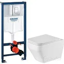 Унитаз подвесной Grossman GR-4410SQ + GROHE Rapid SL 38772001 (с кнопкой)
