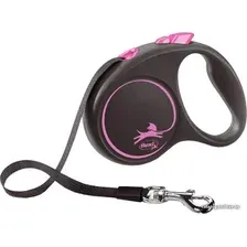 Поводок-рулетка Flexi Black Design M Tape 5 m (розовый)