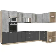 Готовая кухня Интерлиния Мила 1.68x3.4 правая без столешницы (бетон/антрацит)