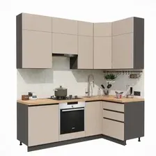 Готовая кухня ВерсоМебель Эко Премиум 1.2x2.2 правая (глиняный серый/ст. дуб вотан)