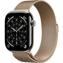 Умные часы Apple Watch Series 11 LTE 46 мм (титановый корпус, природный/золотистый, миланская петля)