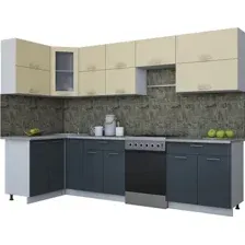 Готовая кухня Интерлиния Мила Gloss 60-12x30 (ваниль/асфальт глянец)
