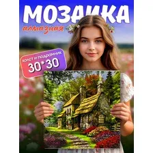 Алмазная мозаика 30х30см с подрамником рисунок - Домик в лесу