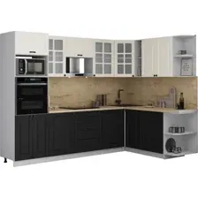 Готовая кухня Интерлиния Мила Деко 1.88x2.8 PR (черный/белый/дуб бунратти)