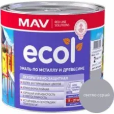 Эмаль ECOL по металлу и древесине (ПФ-115) светло-серая глянцевая 2,4л (2 кг)
