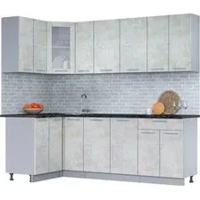 Готовая кухня Интерлиния Мила 12x23 (бетон лайт/бетон лайт/кастилло темный)