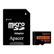 Карта памяти Apacer microSDXC AP64GMCSX10U8-R 64GB (с адаптером)
