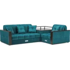 Диван угловой Mebel-Ars Прага НПБ (бархат синий/зеленый Star Velvet 43 Black Green)