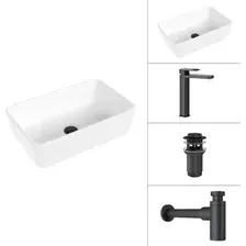 Умывальник Lauter 21674A + Cascade 21СК0655BS + сифон 21635B + дон.клапан 21190B (черный матовый)