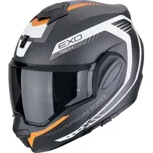 Мотошлем Scorpion Exo Exo-Tech Evo Carbon Cosy (р. S, карбон матовый/оранжевый/белый)
