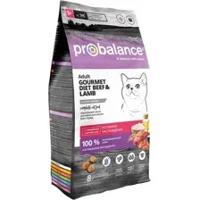 Корм для кошек ProBalance Gourmet Diet, говядина/ягненок, 8 кг